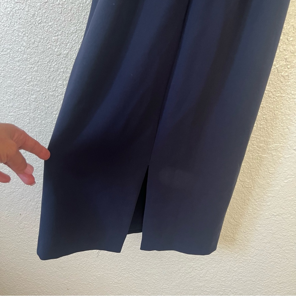 Black Halo Madeline sheath  3/4 sleeves Navy Blue dress 8 - Picture 8 of 11